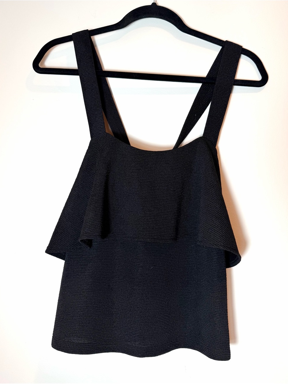 Madewell Texture & Thread Tiered Criss Cross Back Tank Top Black Size Medium